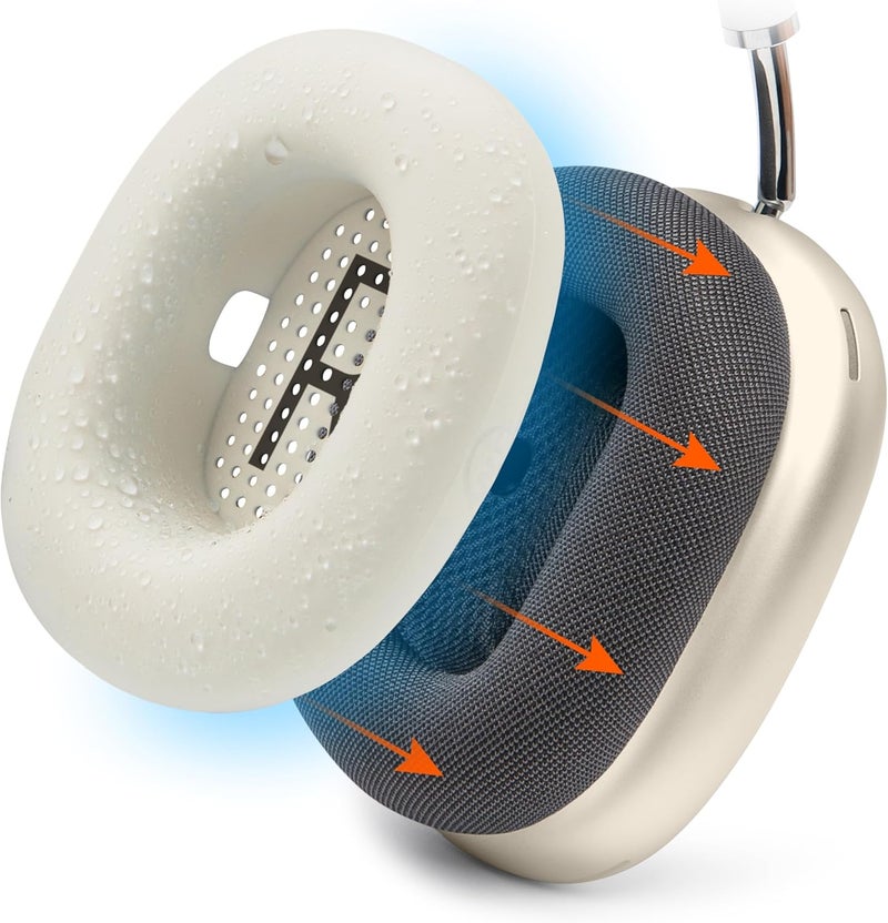 WC SweatZ Max - Patented Protective Earpad Covers for Airpods Max Made by Wicked Cushions | Sweatproof & Easily Washable | Full Earpad Sweat Protection | Starlight - Image 1